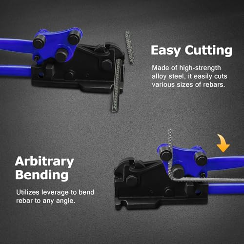 Image of LOSCHEN Manual Rebar Cutter and Bender,for Construction Site and Home-use,Removable Rebar Shears, Rebar Bending Machine, Bending and Cutting Rebar up to 5 /8 Inch (Blue)