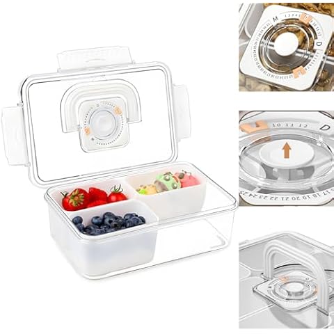 Bugucat Snackle Box Container,Divided Serving Tray with Lid,Snackle Box Charcuterie Container for for Party,Travel,Picnic(4 Short Compartments) Cover