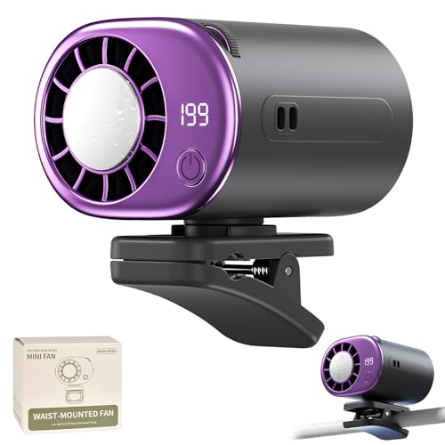 xinrongda Ventilador de aire acondicionado con clip para coche, mini ventilador recargable con pantalla LED, control táctil de 199 velocidades y rotación de 360°, ventiladores de coche manos libres