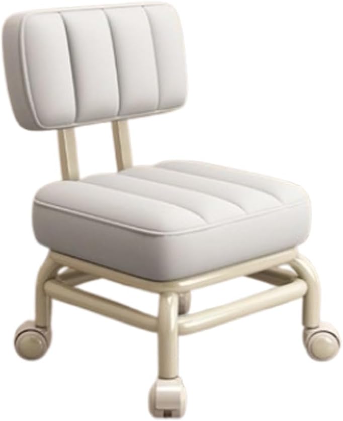 Low Roller Stools with Universal Wheel, PU Leather Rolling Stool, Square Rolling Stool, Mechanic Stool Wheels for Home Office Garage Shop,E