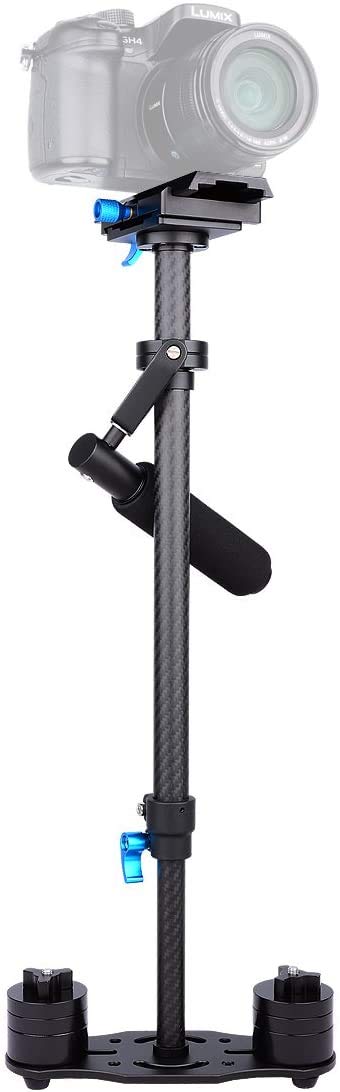 YELANGU S60T - Stabilizzatore per fotocamera a mano in fibra di carbonio Steadicam con piastra a sgancio rapido a vite da 1/4 e 3/8", per Nikon Sony Canon 5D2 MK2 DSLR, fino a 3 kg