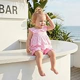 BeQeuewll Toddler Baby Girl Summer Outfit Sleeveless Doll Collared Striped Ruffle Tops Dress+Shorts Girls Clothing (Pink, 12-18 Months)