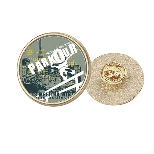 Broche ronde en métal doré Paris graffiti street hip-hop badge veste M