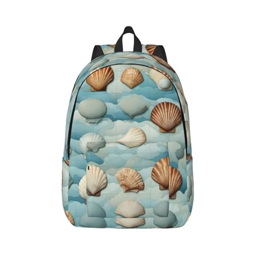 Vbcxza Mochila de lona con estampado de concha marina, tamaño mediano y pequeño, perfecta para senderismo, viajes y uso diario, Black, S, Mochilas rucksack
