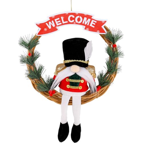 Corona interactiva de día festivo que incluye relleno de figura de soldado de algodón para padres e hijos, actividades de manualidades de temporada, instalación rápida, colgador de puerta de Navidad