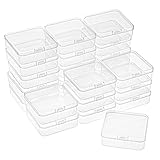 Kingrol 24 Pack Mini Clear Plastic Storage Containers with Lids, 2-7/8 x 2-7/8 x 1 Inch Empty Hinged Boxes for Beads, Jewelry, Tools, Craft Supplies, Flossers, Fishing
