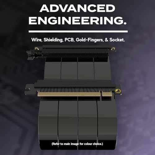 Image of LINKUP - AVA5 PCIE 5.0 Riser Cable | RTX5090 RX9070 GPU Ready | x16 128GB /s Speed | Compatible with PCIe 4.0 | Designed for Mini ITX Case | Double Reverse Black 21cm (Total Length 23cm)