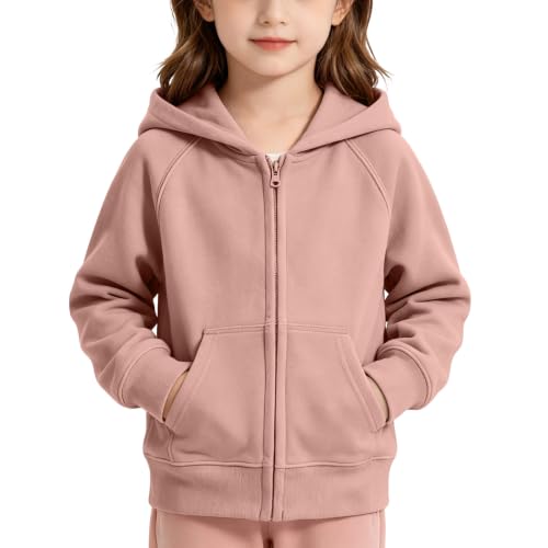 Saubeou Hoodies for Teen Girls Raglan Long Sleeve Zip Up Hoodie Loose Fit Basic Casual Hooded Sweatshirt Jacket Size 2-13T Pink girls sweatshirt Size 2-3 - image 5