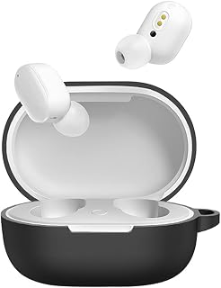 Capa protetora de silicone para Redmi Airdots 3, proteção total do corpo com mosquetão, pele macia antiperda e à prova de choque para Redmi Airdots 3 (sem fone de ouvido)