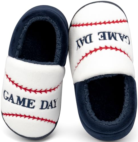INMINPIN - INMINPIN Kids Toddler Ball Sports Slippers Girls Boys Cozy Warm House Shoes Memory Foam Non-Slip Indoor Outdoor Slippers for Sports Fan (Toddler/Little Kid/Big Kid),Baseball White，9-9.5 Toddler - -50%