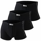 REFLEXX - Boxershorts Herren, gekämmte 95% ige Baumwolle schwarz/grau,Gr.5 / M - 3er Pack