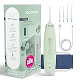 NEOPULSE® My First Munddusche Ultra Compact – Munddusche 2-in-1-4 Kanülen, 6 einstellbare Drucke, 165 ml, abnehmbarer Tank – entfernt Zahnbelag, reinigt kieferorthopädische Geräte – Grün