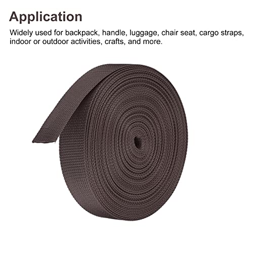 Image of MECCANIXITY Flat Nylon Webbing Strap 1 Inch 10 Yards Brown for Backpack, Luggage-rack