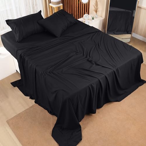 Image of Utopia Bedding King Size Sheet Set - Bulk Pack of 8 Bed Sheets Set - Soft Brushed Microfiber - Deep Pockets - Shrinkage & Fade Resistant - Easy Care (Black)