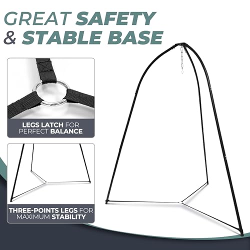 Sorbus Tripod Hanging Chair Stand – 330lbs Capacity, Heavy Duty Steel, Rust Resistant, Adjustable Hammock Frame for Saucer, Air Porch, Indoor/Outdoor Use – Swing Not Included