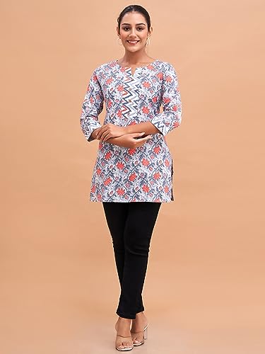 Image of feranoid Women Cotton Printed Short Kurti | Short Kurti for Women | Printed Cotton Kurti