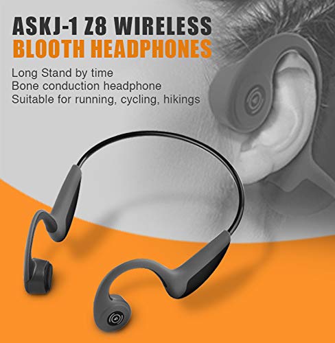 Bone Conduction Headphones Bluetooth 5.0 Open Ear Wireless Titanium Hifi Stereo With Mic Sweatproof Sports Headphones For Running Driving Cycling (Black) #TOP4