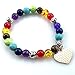 Zhang shine Love Heart Puzzle Piece Autism Autistic Bracelet Set 7 Chakra Beads Elastic Jewelry Bracelet for Women Men Gift