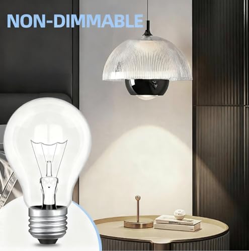 RESISPA 100W Incandescent Light Bulbs,Dimmable Medium E26 Base Light Bulbs,A19 Incandescent Light Bulbm (4)