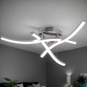 LED Ceiling Lights – Elegant Curved Design Ceiling Light, 21W Cool White Light 6000K 3 Built-in LED Boards, 1600 Lumens Modern Ceiling Lighting Living Rooms Fixture for Bedroom Kitchen Hallway