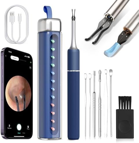 CozyZen S5 Ear Wax Removal Tool with 10 MP Camera, Omnidirectional Tweezers, 1080P HD Otoscope, 12 Ear Spoons, Wireless Ear Cleaner for iOS & Android with Light & Portable Case