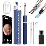 CozyZen Ear Wax Removal Tool S5 with 10 MP Camera Otoscope, Omnidirectional Tweezer, Crodless Earwax Remover Tool with 12 Ear Spoon, Wireless Ear Cleaner with Light for iOS & Android (Blue)