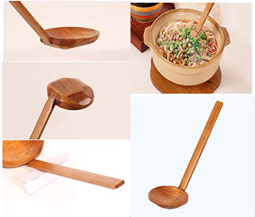 Smylls Japanese 8.5" Ramen Handcrafted Wooden Soup Spoon Wooden Utensils Set For Kitchen, Wooden Hot Pot Spoon (10 Pcs) #TOP1