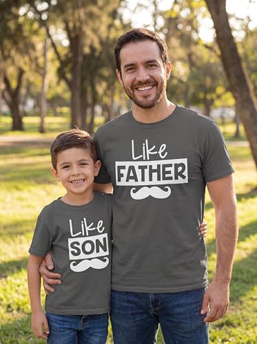 Image of Unique Baby Like Father Like Son Mustache Daddy and Me Matching Father's Day Shirts Set Navy