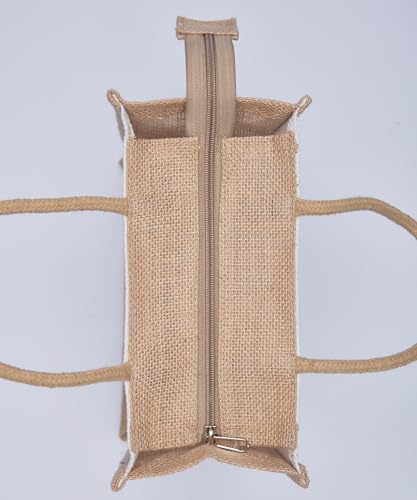 Image of Soman Jute Ecofriendly Return Gift Bags Rangoli printed with Zip White Natural Pack of 10 Bags