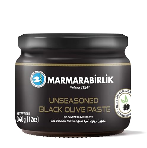 Marmarabirlik, Black Olives Spread, Turkish Olive Paste & Tapenade, Gourmet Mediterranean Flavor, Sandwiches, Crackers, Appetizer, Dips & Salads, Vegan, Kosher, Halal, 12oz (340g)