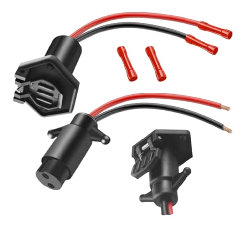 hobbyhub Trolling Motor Plug Receptacle, Black ABS Copper Wire 12V 8 Gauge 2 Wire Male Female Trolling Motor Quick Connector for Marine Boat