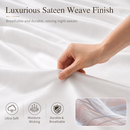 Image of MEISHANG 1000TC Egyptian Cotton Sheets King, 16 inch Deep Pocket | 1000TC Egyptian Cotton Sheets, Sateen Weave, Ultra Soft & Breathable, OEKO-TEX Certified