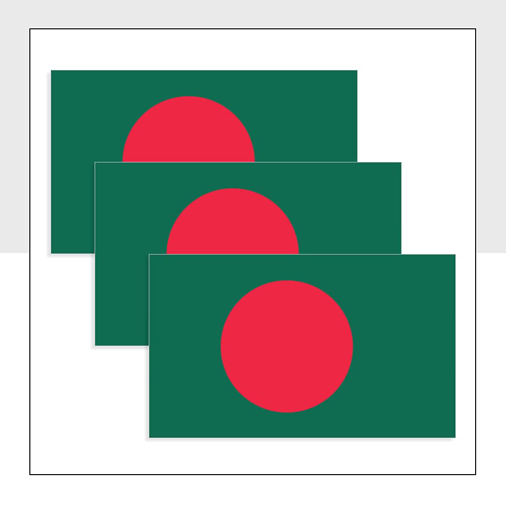 Packwith Bangladesh Flag Car Sticker Pack Of 3 (100 X 60Mm) Waterproof Bd Flag Labels For Bike Van Windows Helmet Packwith® #P1012