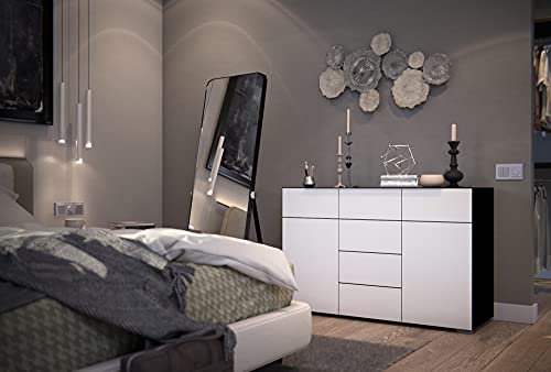 Maja Möbel Highboard Living | In Schwarzglas / Weißglas - 7214 4536 Maja Möbel Highboard Living | In Schwarzglas / Weißglas