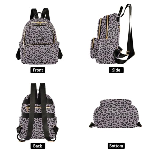 Mochila de leopardo morado casual con gran capacidad y estampado animal elegante 2