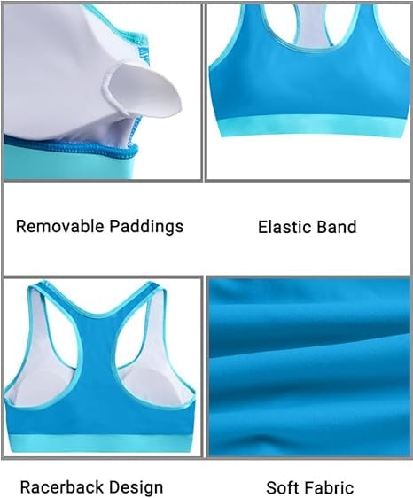 Image of Holipick Women's Sports Bra Bikini Tops Racerback Swim Top Scoop Neck Bathing Suits Top Modest Padded Crop Tops Swimsuit Only