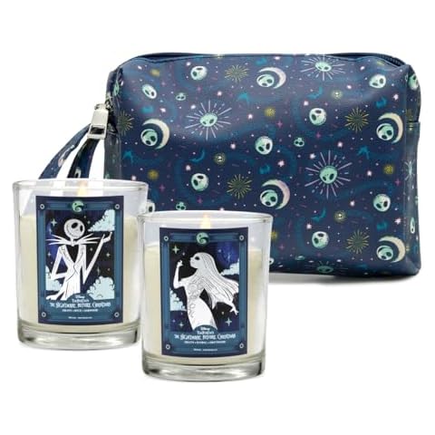 CHARMED AROMA Disney® Nightmare Before Christmas Candles + Makeup Bag Set | Gift for Women, Mom, Girlfriend Cover