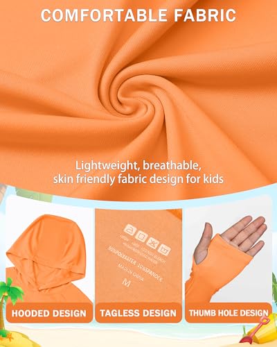 Image of Boys Rash Guard Swim Hoodie, Kids Long Sleeve Sun Fishing Shirts