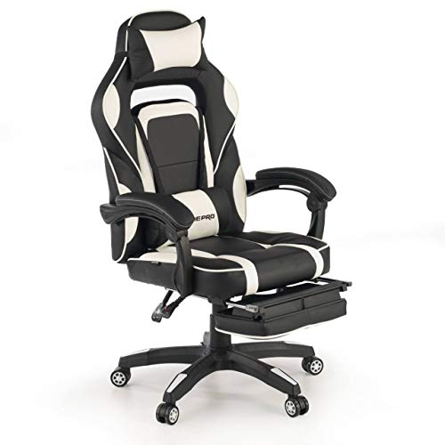 Sillas Gaming Reposapies Blanca Marca OFICHAIRS