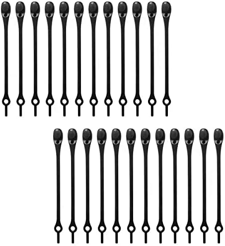 Widamin 24Pcs Lazy Shoelaces, Waterproof Tie Free Elastic Laces, No Tie Laces for Kids and Adults, Portable Silicone Shoe Laces for Running Shoes, Black