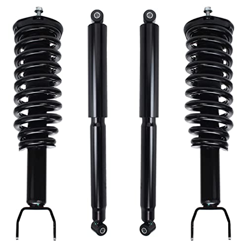 Image of Detroit Axle - 2WD Struts Shocks for 2005-2009 Dodge Dakota Mitsubishi Raider 2006 2007 2008 2 Front Ready Struts w /Coil Spring 2 Rear Shock Absorbers Assembly Replacement