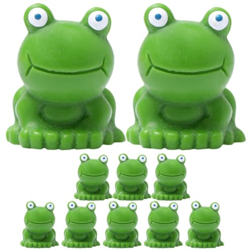 FELTECHELECTR 10 Figuras de Ranas Miniatura de Resina Verde, Hechas a Mano y Resistentes, Ideales para Decoración Vintage en Interiores y Jardines