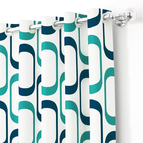 Image of Door Curtains 7 Feet Set of 2, Blue, Abstract Printed Sheer Curtain and Drapes -118 X 215 cm | Curtains for Living Room, Bedroom, Halls | Curtains 7 feet Long | Perfect for Home Decor
