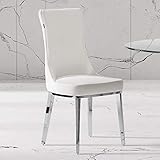 Zuri Modern Norma Dining Chair - White with Polished Stainless Steel Base