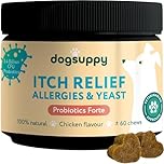 DogSuppy Itch Relief For Dogs – Relieves Itching, Scratching, Licking, Allergies & Yeast, 100% Natural, Supports Gut Health & Immunity – For Small, Medium & Large Dogs | 60 Chews (180g), With chicken