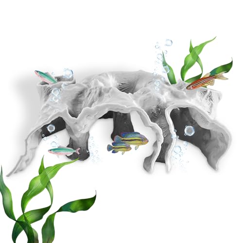 Editbar Aquarium Versteckhöhlen Aquarium Dekoration Versteck für Fisch&Garnelenversteck Landschaftsdekoration Tunnel Korallenstein Höhle für Buntbarsche Kleine Kampffische Reptilien&Panzerwelse