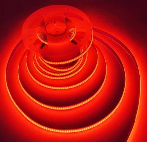 Image of COB Strip Lights, DC12V 16.4ft /5m Super Bright Dimmable 51200LM LED Light Strips, High Density Non-Waterproof 2560 LEDs Ribbon Light, More Evener Lighting Than SMD Strip Lights (Red)