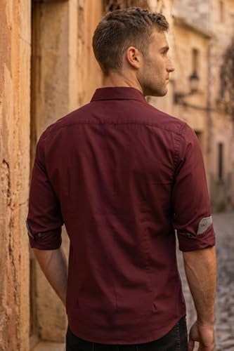 Image of Louis Philippe Men's Cotton Slim Fit Over Dyed Color Depth Comfortable and Durable Soft Handfeel Full Sleeve Solid Casual Shirt