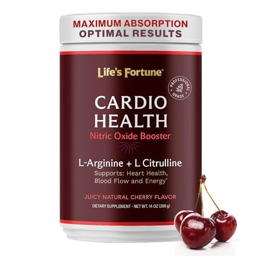 Life's Fortune Cardio Health-Blood Pressure Supplements, Natural Cherry Flavor, Nitric Oxide Booster, L-Arginine, L-Citrulline, Complete Cardiovascular Support, Vegan, Non-GMO