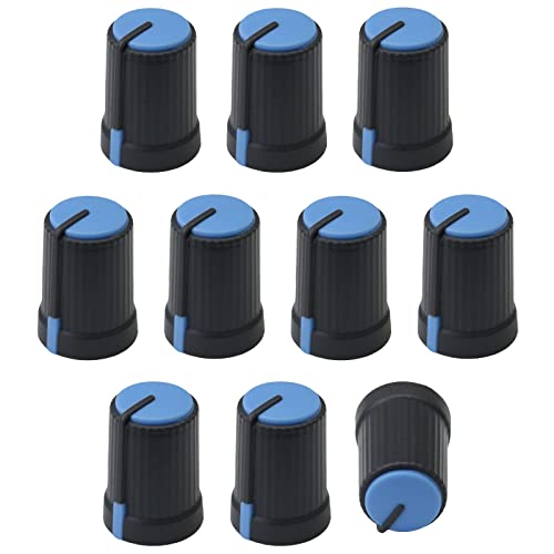 6m D-Shaft Hole Grey Body Colour Cap Mixer Control Knobs Pack of 10 (Blue/Dark Grey)